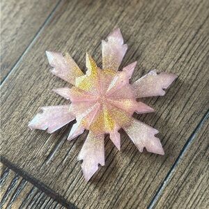 Rose Gold Glitter Snow Flake Magnet * New